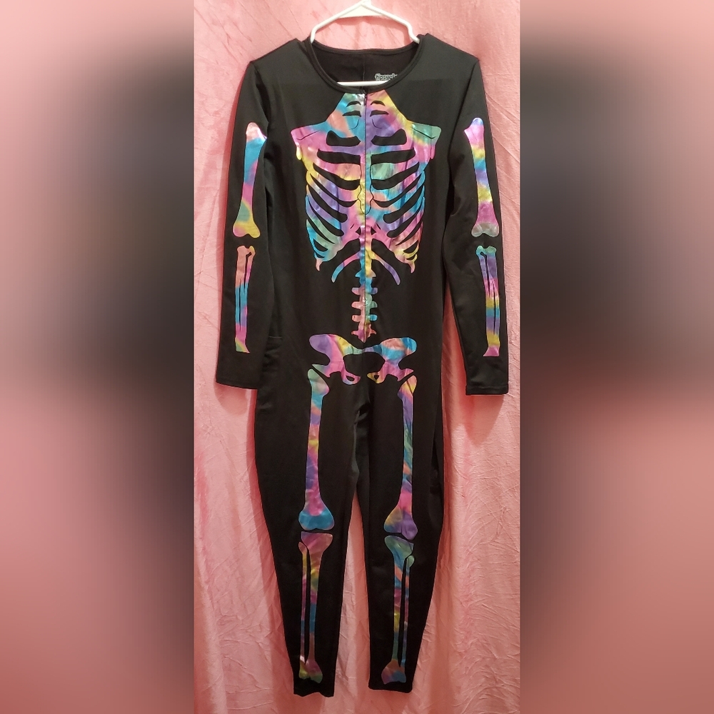 Tipsy Elves Iridescent Skeleton Bodysuit Costume NWOT